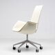 Neuf chaises à dossier haut en cuir blanc sur roulettes par Fabricius & Kastholm.