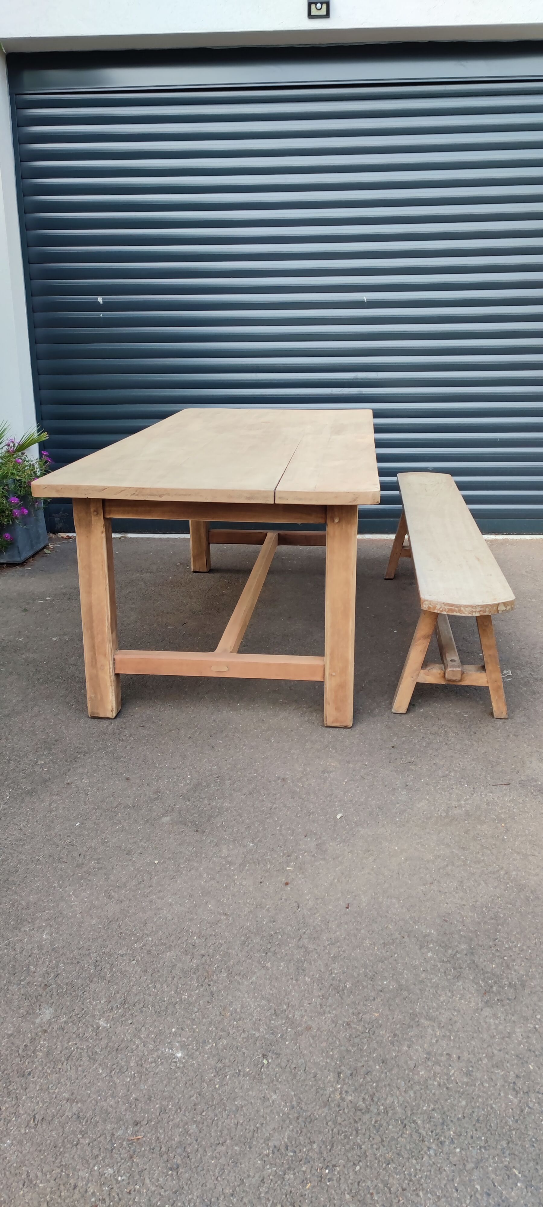 Farmhouse table with its bench