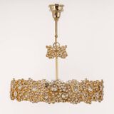 Gilt Brass and Crystal Glass Encrusted Chandeliers by Palwa, Germany, 1970s