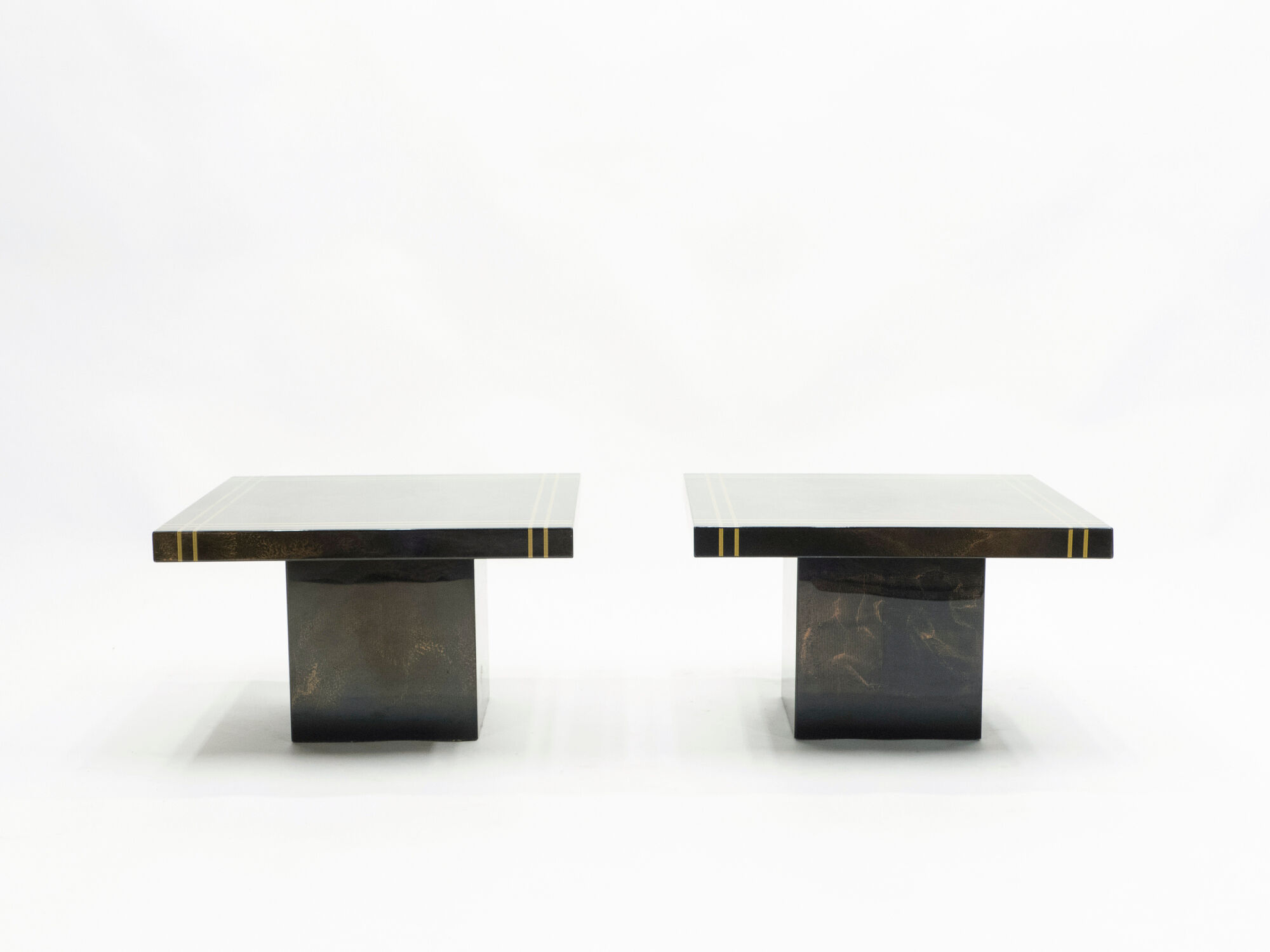 Pair Guy Lefevre Brass Laqué Sofa Tips for Roset Line 1970