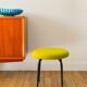 Black iron stool and boiled wool, green, 1960
