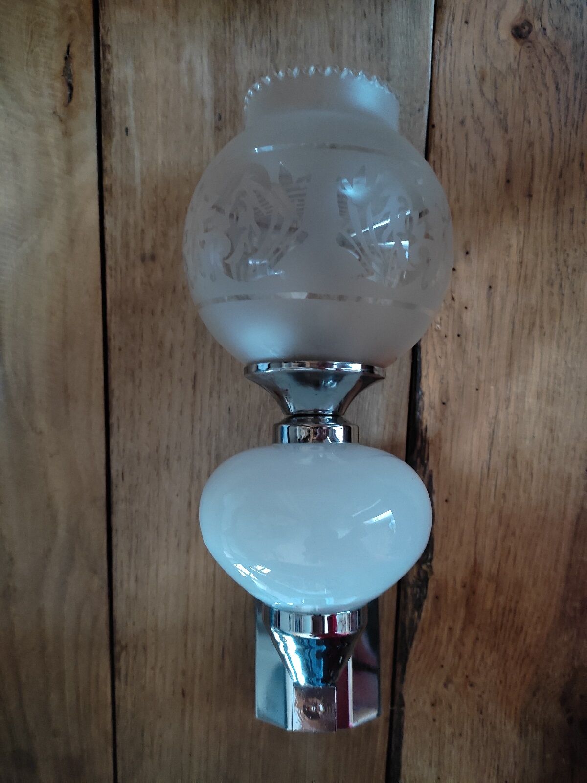 Wall lamp in chrome alloy opaline and tulip in vintage glass bt53