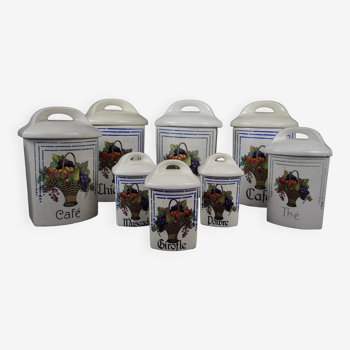 Series of 8 earthenware spice pots