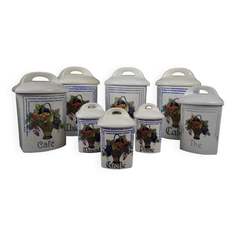 Series of 8 earthenware spice pots