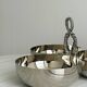 Silver stainless steel three-part serving platter