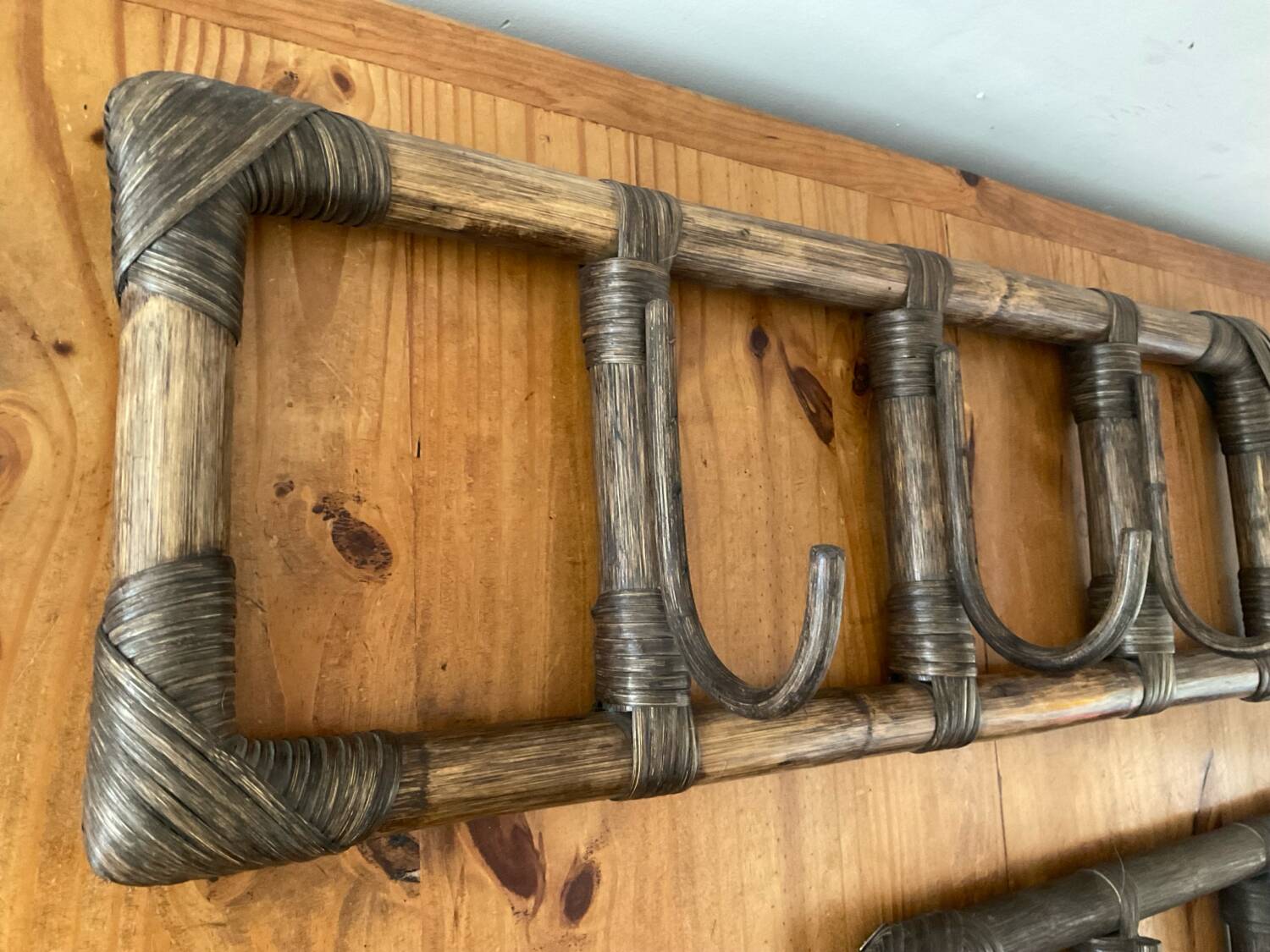 Pair of rattan coat racks from the 60s and 70s