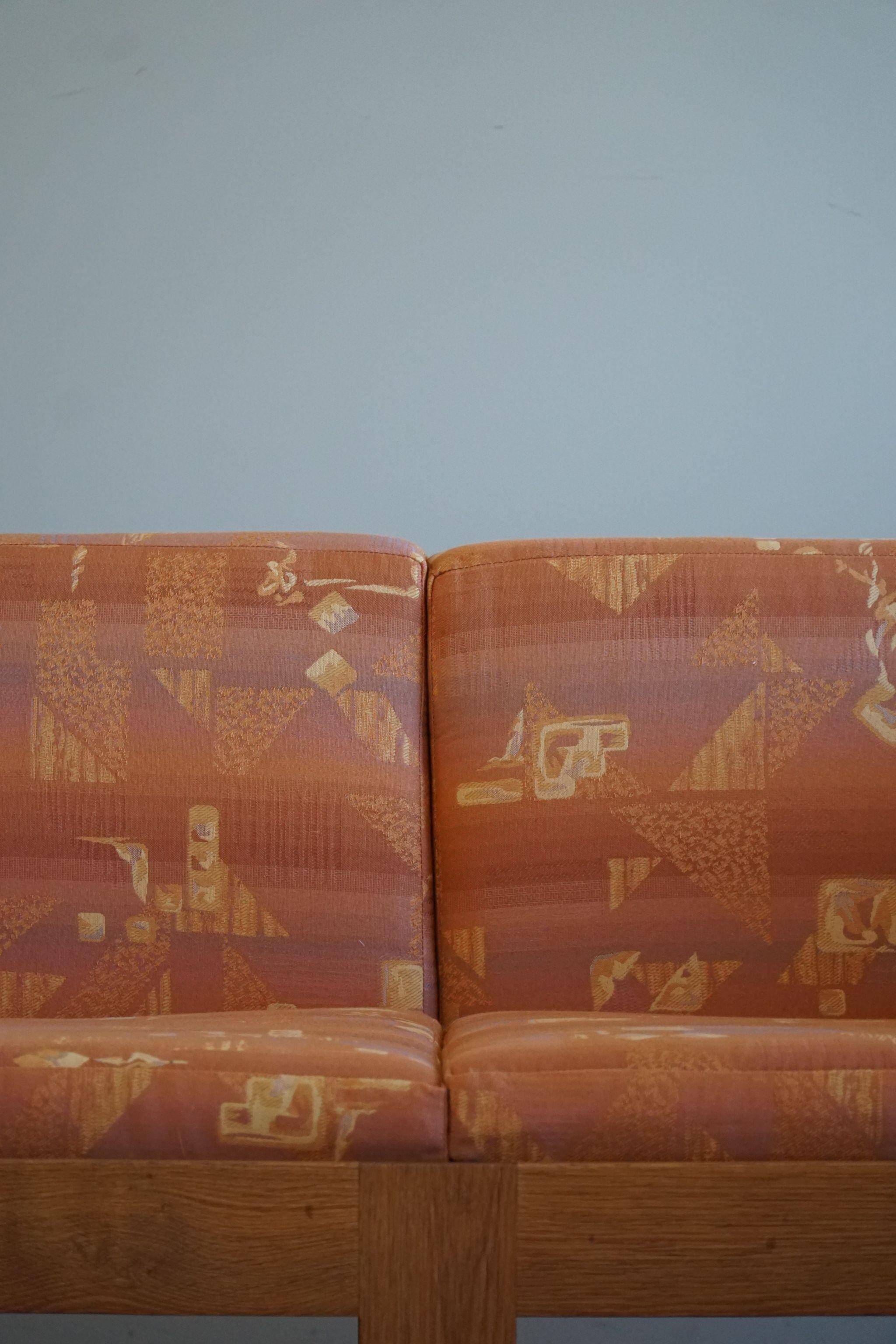 Danish Mid-Century Two-Seat Sofa in Oak, Reupholstered, by Tage Poulsen, 1960s