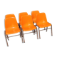 Série de 6 chaises vintage orange coque plastique