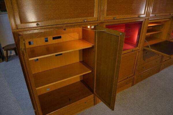 Modular furniture set by Pierre Cruege for Martin Dupuis in light oak, 1960