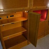 Modular furniture set by Pierre Cruege for Martin Dupuis in light oak, 1960