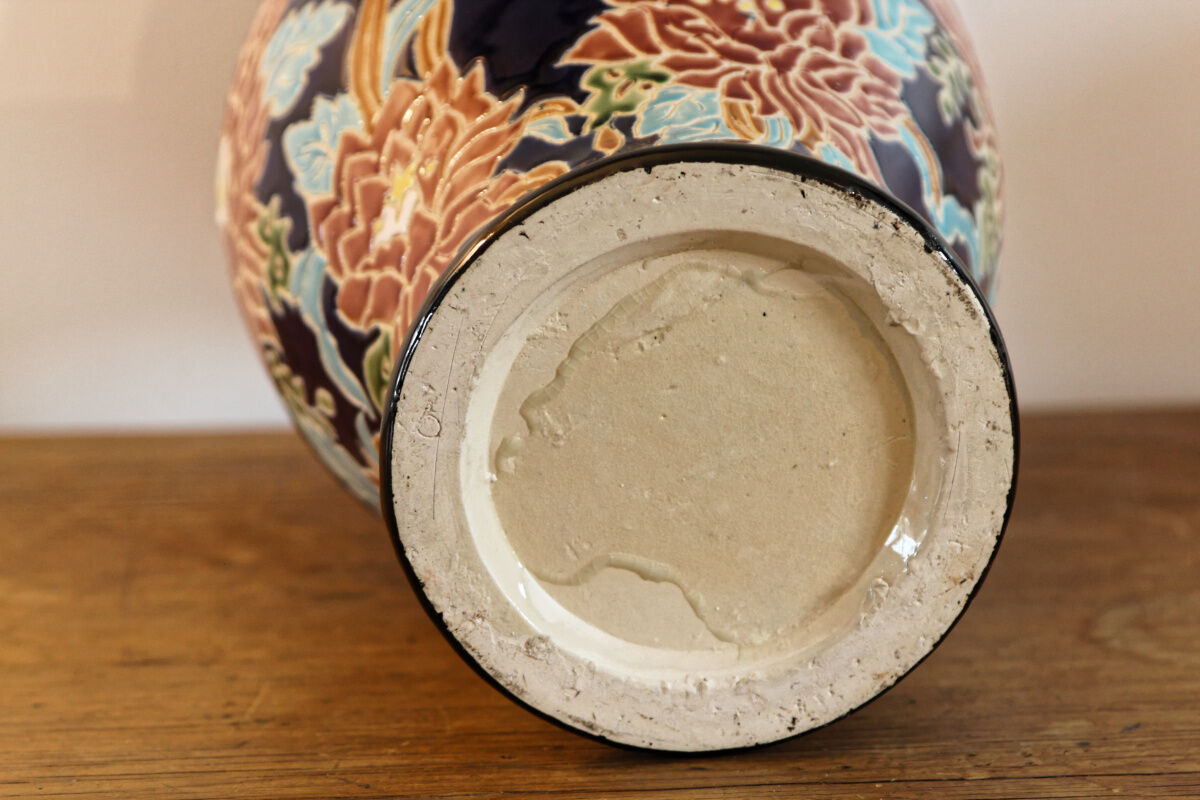 Enamelled ceramic flower vase