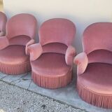 Série de 4 Fauteuils crapauds en velours ancien 1930s