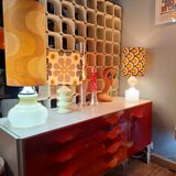 Floor lamp with 2 opaline lights seventies