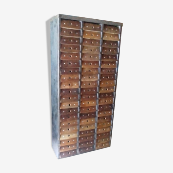 Clem industrial furniture 60 drawers A4 format riveted walnut front