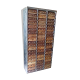 Clem industrial furniture 60 drawers A4 format riveted walnut front