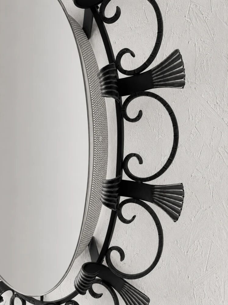 Hillebrand illuminated wall mirror wrought iron 1980s