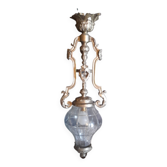 Plafonnier art deco en bronze argente