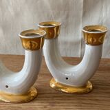 Ceramic candlesticks, Lucien Brisdoux (1878-1963)