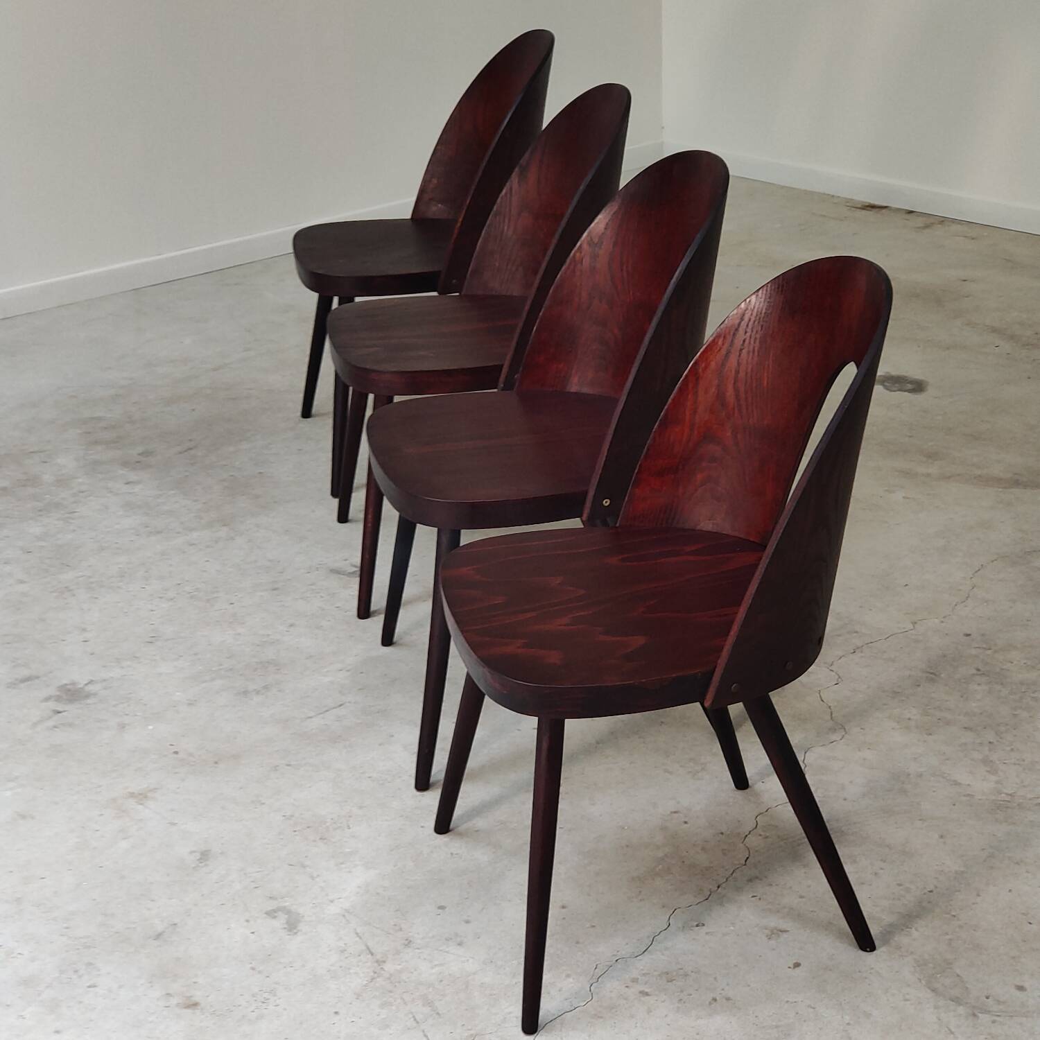 Set of 4 all-wood chairs by Antonin Suman for Tatra Nabytok