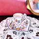 Handcrafted enameled ceramic candle holder signed vintage Rouen style decor