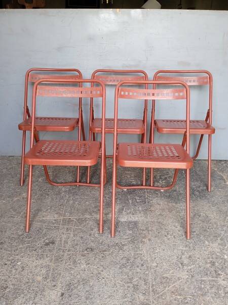 5 foldable chairs metal vintage ep 1970