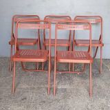 5 foldable chairs metal vintage ep 1970