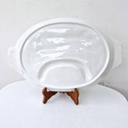 Large compartmented asparagus dish vintage white ceramic slush 43.5x28 cm