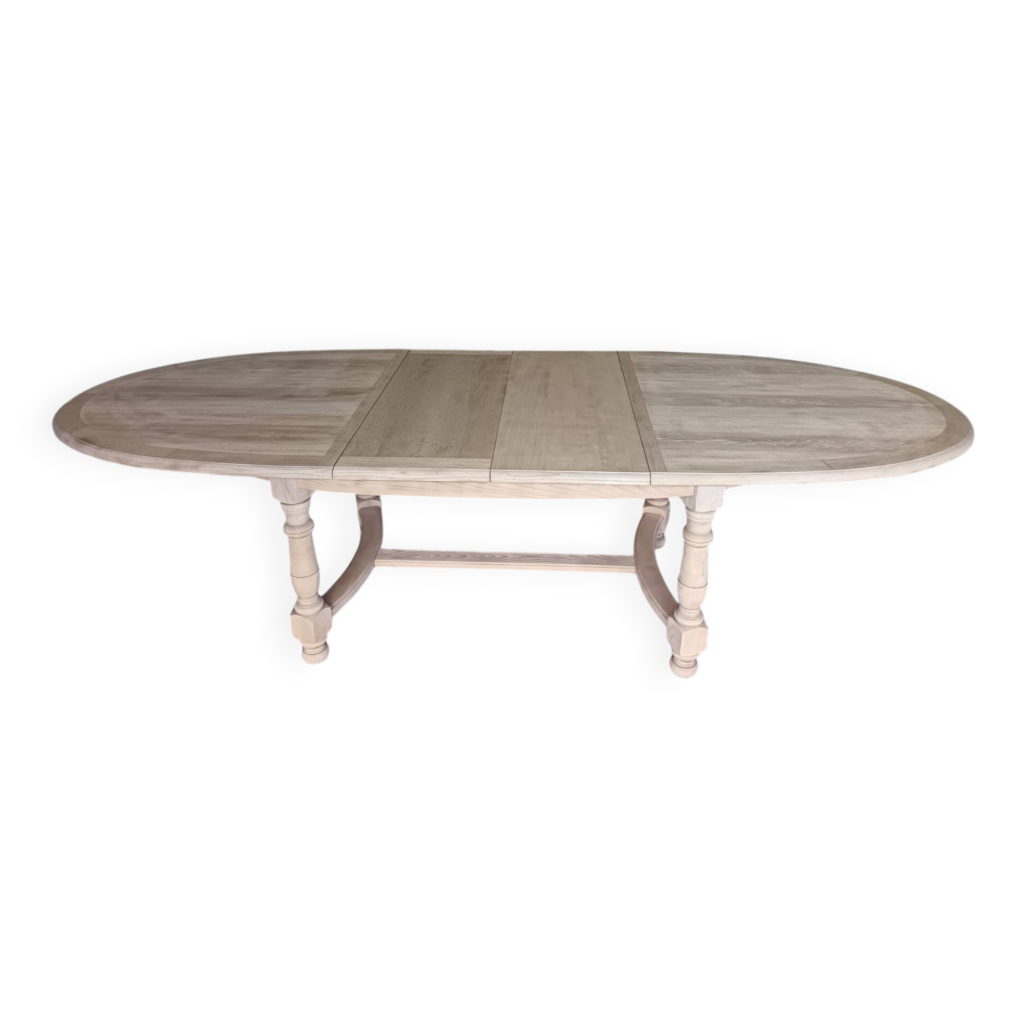 Renovated solid oak extendable oval table