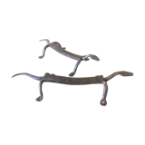 Door handles "Lizards" in handcrafted recycled wrought iron