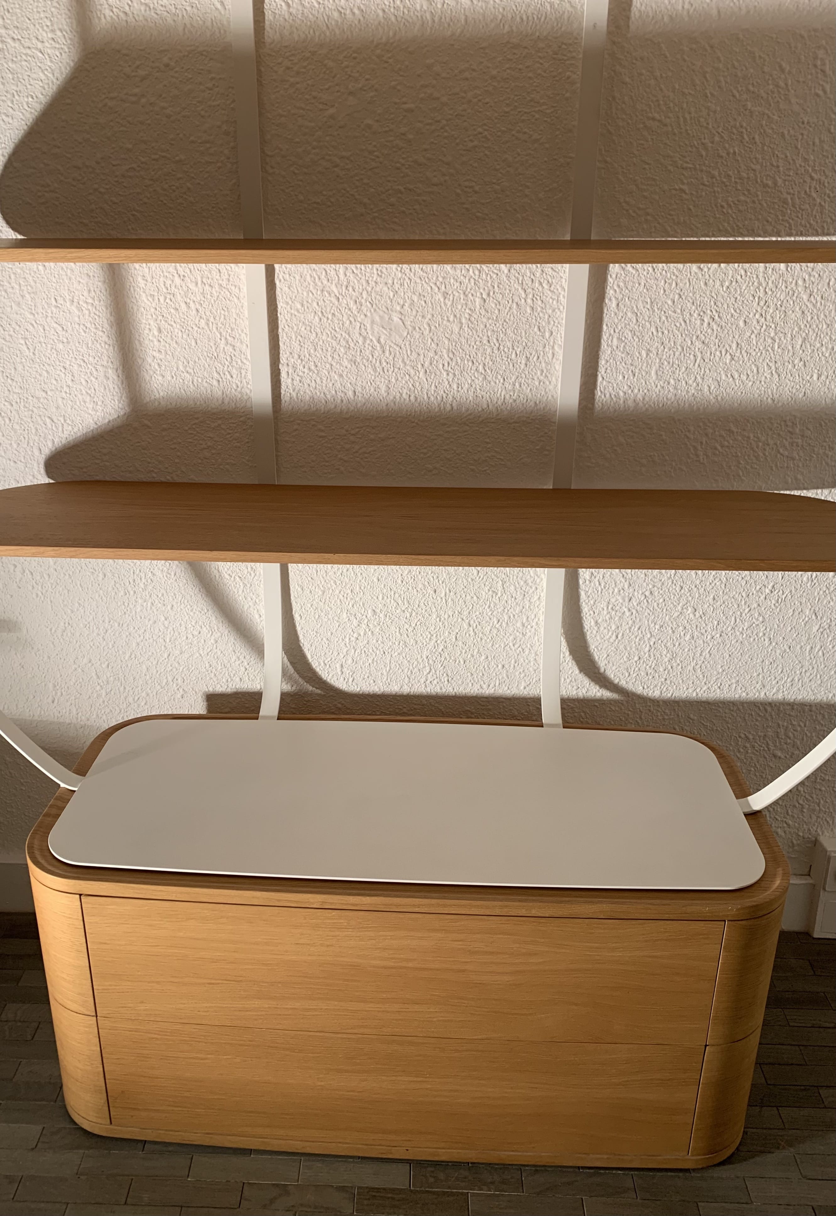 Oak and metal library