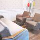 canapé daybed années 50 velour vert d'eau