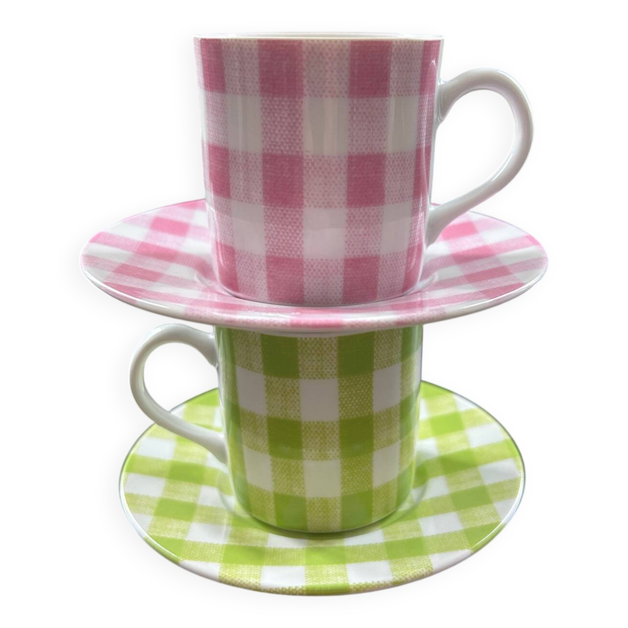 Paire de tasses décor Vichy