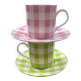 Pair of Vichy decor cups