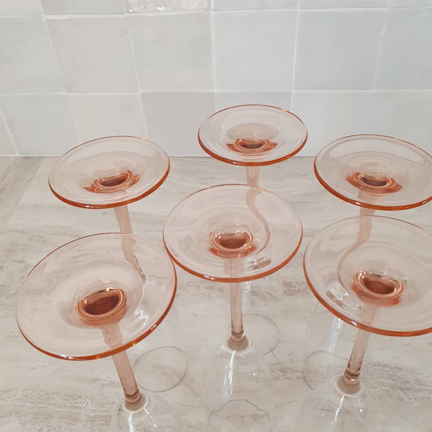 Pink stem champagne flutes