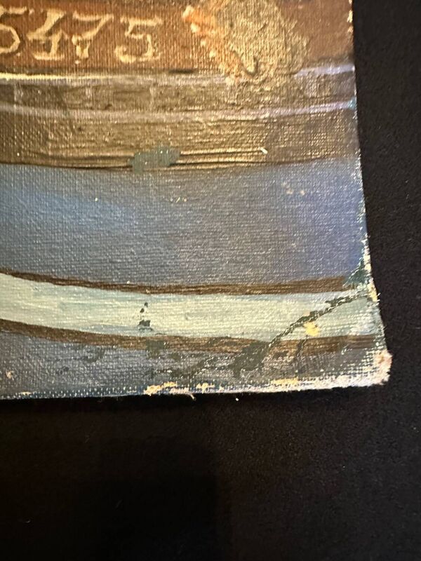 Bateaux de pêche  - peinture sur carton entoilé