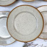 8 Petites Assiettes en grès moucheté Tulowice mid century XXe