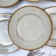 8 Small plates in speckled stoneware Tulowice mid century 20th