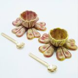 Salières fleurs en métal émaillé