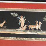 Gouache or watercolor depicting scenes from Pompeii at the end of the 19th century