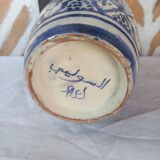 Moroccan white blue vase