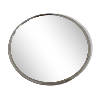 Round mirror in chrome metal years 70 39cm