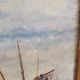 Oil on Panel - Marine Boats on Beach signed (to be identified)