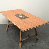 Table salle a manger 1950 Vallauris jonc rotin