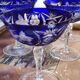 6 cut crystal cobalt blue champagne glasses