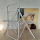 Set of 3 vintage white lacquered metal folding chairs Talin (Italy 70s)