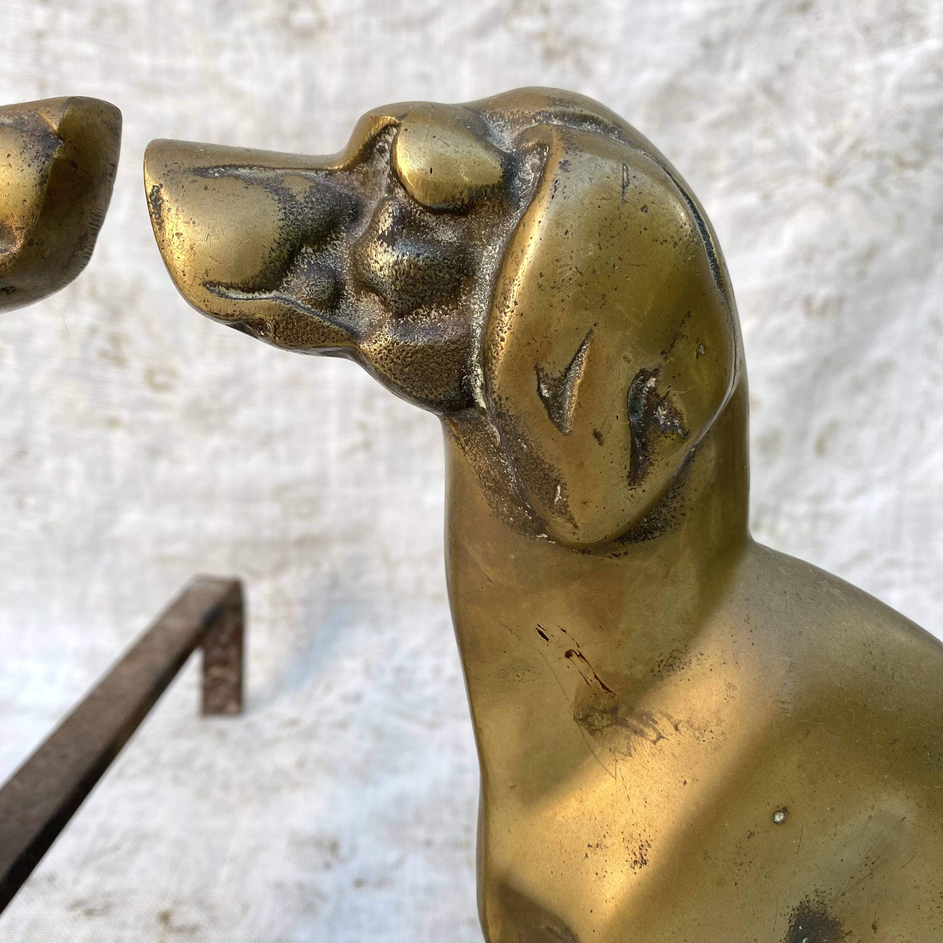 Pair of brass dog andirons