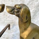 Pair of brass dog andirons