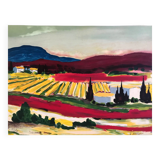 The countryside. original lithograph signed by françois d'arguin (1946)