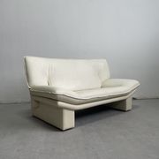 Nicoletti Salotti Postmodern Italian Ivory White Leather or Leatherete Sofa 1980