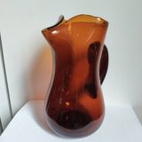 Vintage amber blown glass pitcher – Biot style – 1960s/70s